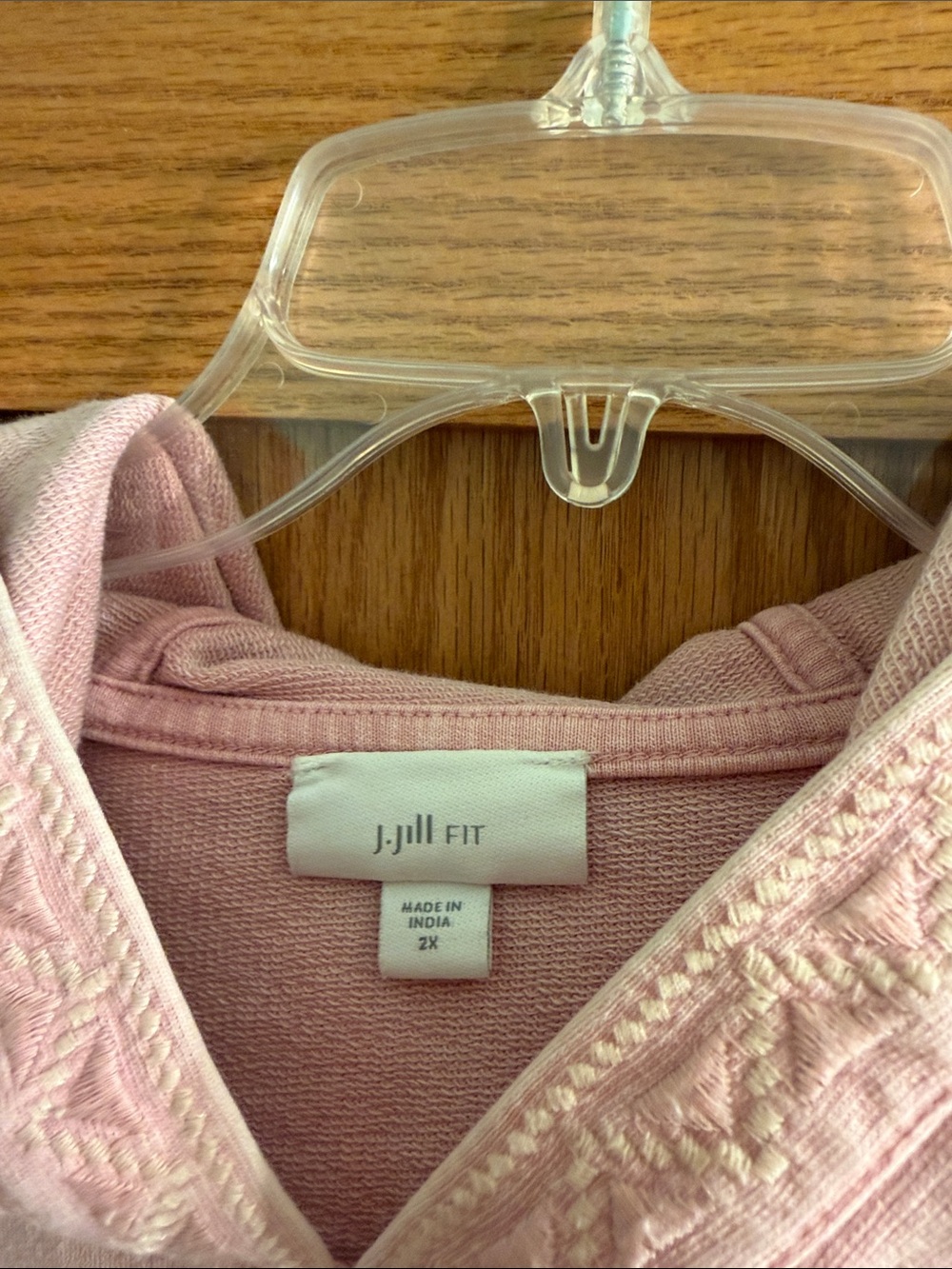 J. Jill Pink Embroidered Hooded Pullover - Picture 2 of 5